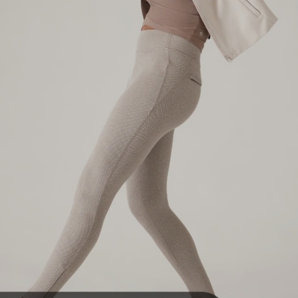 Athleta Cream Delancey Skyline Herringbone Wicking Breathable NWT Leggings, sz S - Picture 3 of 10